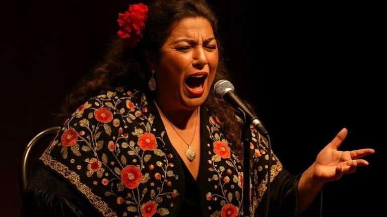 Cante flamenco singer performing with emotion and duende”